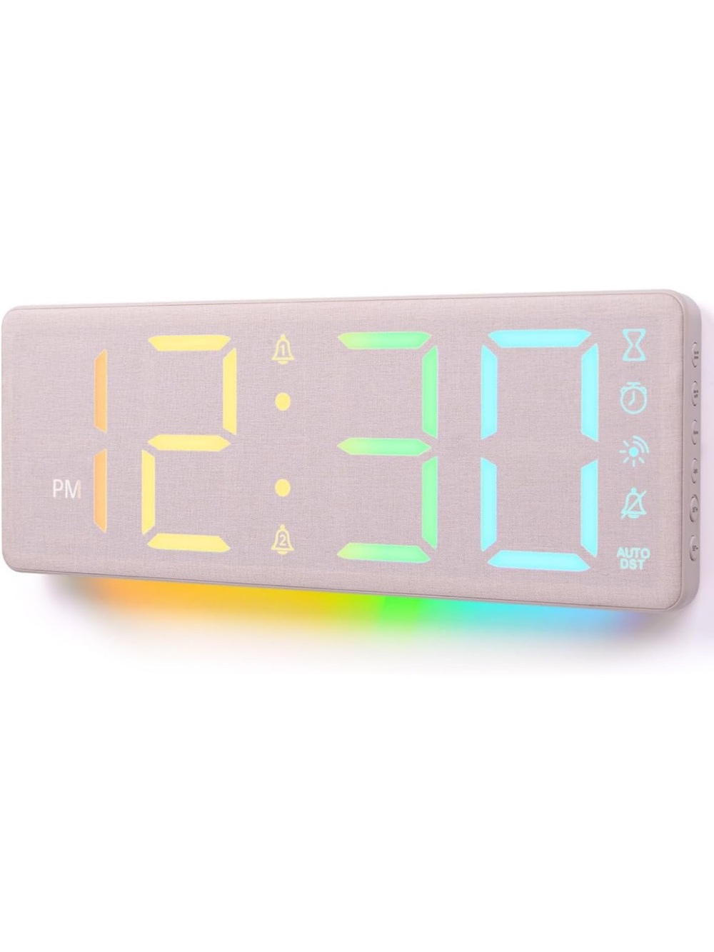 Large LED Digital Alarm Clock in Multicolor Display